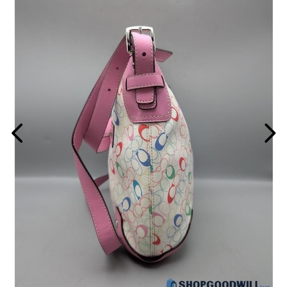 Coach Heritage Chelsea Signature shoulder bag with pink leather trim F16481 NWOT - Picture 5 of 16